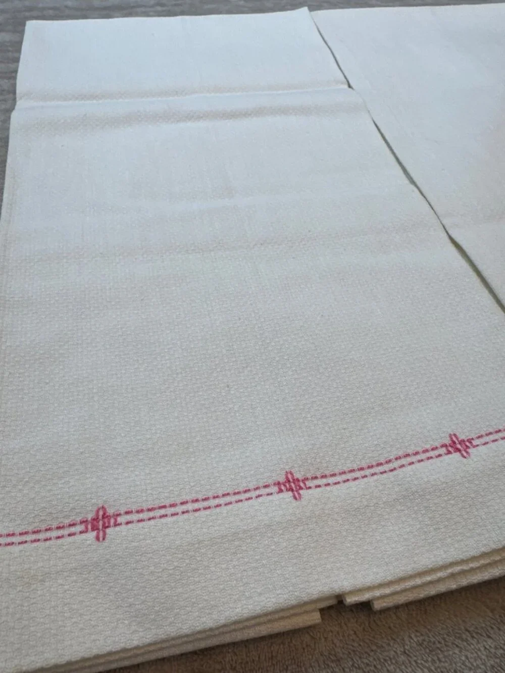 Vintage Pink Embroidered His & Hers Hand Towels
